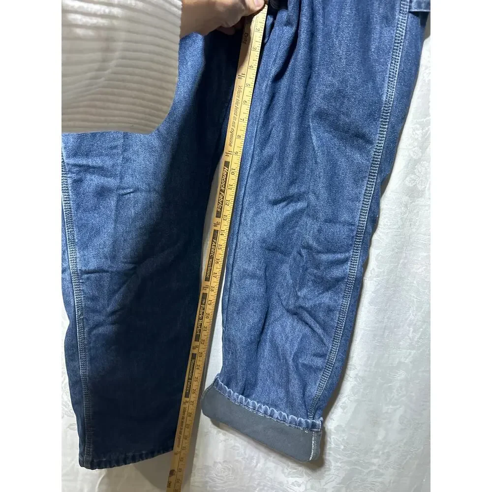 Wrangler Carpenter Jeans 36x34 Fleece Lined Blue Denim Vintage Grunge Workwear